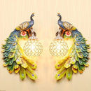 Axyaa Resin Art Peacock Wall Lamp: Retro Aesthetic European Style for Bedrooms and Corridors