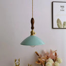 Axyaa Ceramic Wood Handle LED Pendant Light Fixture, Modern Style for Kitchen, Bedroom, Corridor