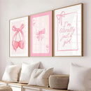 Pink Bow Watercolor Prints - Axyaa 3-Piece Set