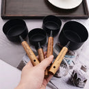 Axyaa Wooden Handle Stainless Steel Measuring Spoon Cup Set