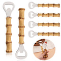 Axyaa Stainless Steel Bamboo Handled Beer Opener Bartender Tool for Bar & Kitchen
