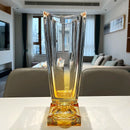 Axyaa Crystal Glass Vase: Light Luxury Style, Large-Mouthed for Living Room Decor