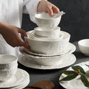 Axyaa Luxury White Ceramic Tableware Set - Bowl and Chopsticks Combination