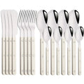 Axyaa Silver Acrylic Handle Cutlery Set, Stainless Steel Western Dinner Flatware