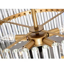Axyaa 5-Light Brushed Brass Crystal Glass Chandelier - Contemporary Modern Pendant Light