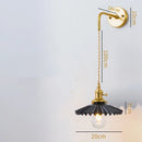 Axyaa Ceramic LED Wall Lamp with Pull Chain Modern Copper Wandlamp