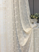 Axyaa French Luxury Leaf Gauze Curtains Beige Bedroom Living Room Sun Protection
