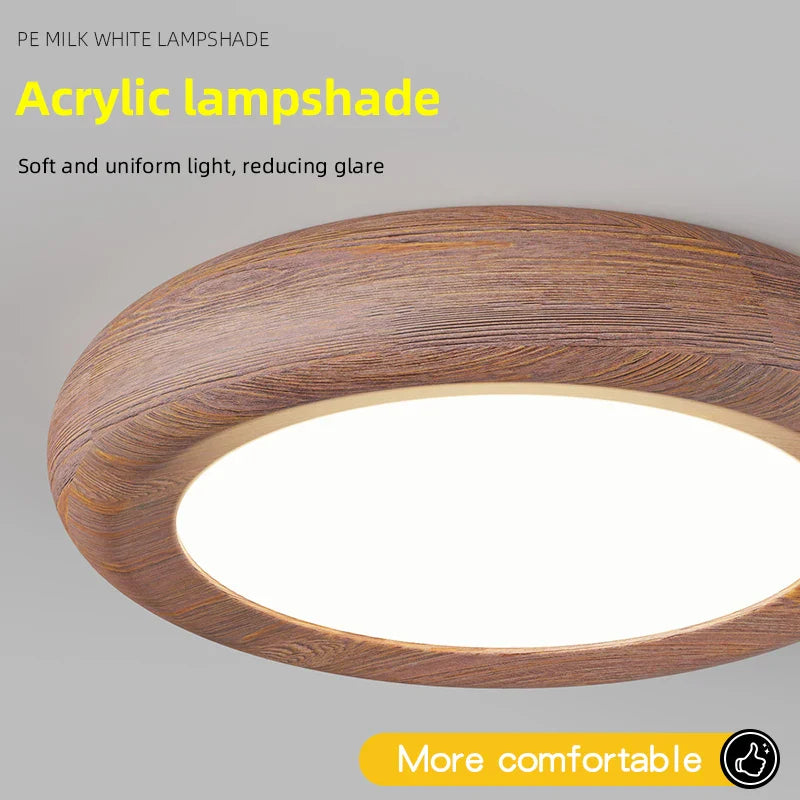 Axyaa Wood Grain LED Ceiling Lamp Modern Nordic Home Decor Bedroom Pendant Light
