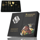 Golden Black Cutlery Set 24Pcs Stainless Steel Knife Fork Spoon Tableware Axyaa