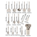 Axyaa 15Pcs Silicone Kitchen Utensil Set with Stainless Steel Handle & Storage Bucket