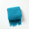 Axyaa Cream White Knitted Tassel Blanket - Nordic Gift for Home and Office
