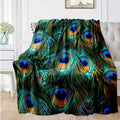 Axyaa Peacock Feather Pattern Flannel Blanket: Soft, Warm & All Season