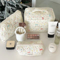 Axyaa Floral Cosmetic Bag Set - 3pcs Portable Toiletry Organizer for Women