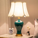 Axyaa Modern Green Ceramics Table Lamp LED for Home Living Bedroom