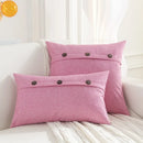 Axyaa Ivory Square Pillow Cover 18x18 with Coconut Buttons, Farmhouse Style
