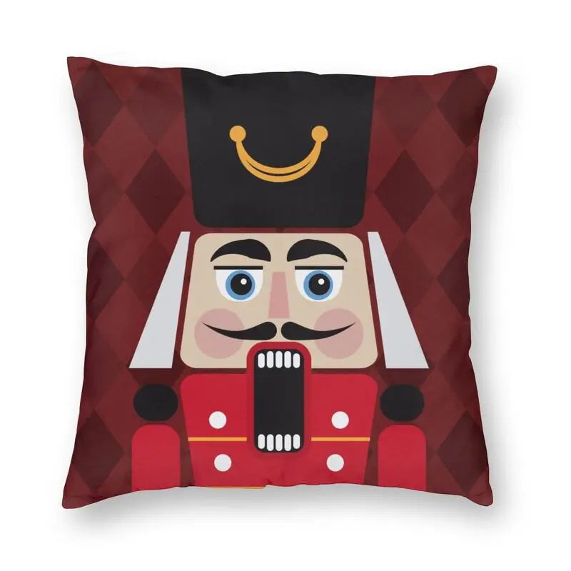 Nutcracker Doll Cushion Cover - Axyaa Square Throw Pillow for Christmas Home Decor