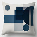 Axyaa Geometric Blue & White Pillow Covers, 17.7" Square, Contemporary Home Decor