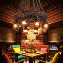 Axyaa Vintage Wood Chandelier: Creative LOFT Pendant Lights for Bar and Restaurant