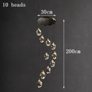 Axyaa Crystal Stair Chandelier: Modern LED Ceiling Light for Living Room
