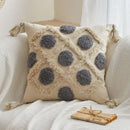 Axyaa Geometric Tufted Cushion Cover With Tassels - Boho Style Decorative Pillow Cover
