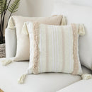 Ivory Tassel Cushion Cover - Moroccan Style Tuft - Axyaa Brand