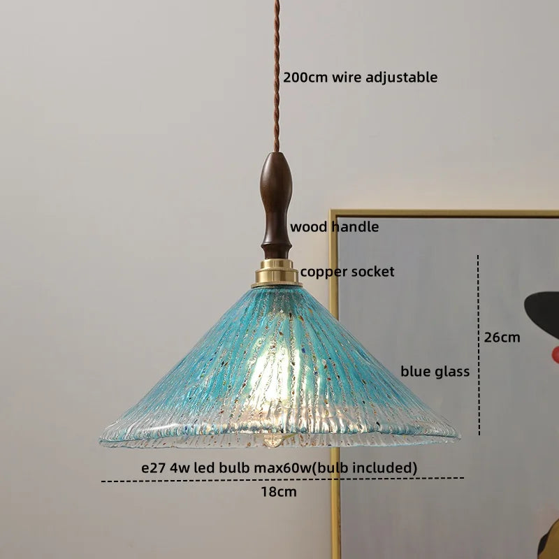 Axyaa Amber Glass Pendant Lamps Copper Modern Hanging Lights Fixtures