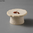 Axyaa Ceramic High Foot Dessert Plate Set: Unique Restaurant Dim Sum Tableware