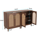 Axyaa Rattan Sideboard Buffet Cabinet, Set of 2, 59 Inch Accent Storage Cabinet
