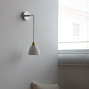 Axyaa Nordic LED Wall Sconce Pull Chain Switch Bedside Lamp Fixtures White Ceramic