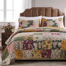 Axyaa Patchwork Cotton Quilt Set, Natural, 3-Piece Full/Queen