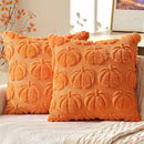 Axyaa Fall Pumpkin Plush Pillow Covers 45x45CM - Autumn Decorative Yellow Throw Case