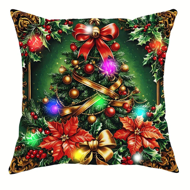 Axyaa LED Light Luminous Pillowcase - Christmas Party Home Decor, Santa Claus Snowman Gift Box Pattern