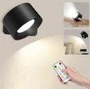 Axyaa Rechargeable Wall Lamp Remote Control 3 Color Temperatures Dimmable Rotation Bedroom Light