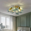 Axyaa Peacock Blue Glass Flower Chandelier for Home Lighting
