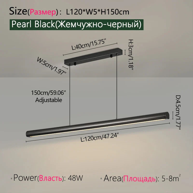 Axyaa Black LED Chandelier, Modern Minimalist Pendant Light for Dining Room, Kitchen, Living Room