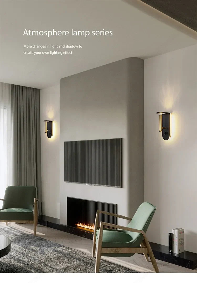 Nordic Bedside Sconce Wall Light Rotatable for Living Room by Axyaa