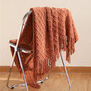 Axyaa Orange Red Knit Throw Blanket - Plaid Bedspread for Bed & Sofa