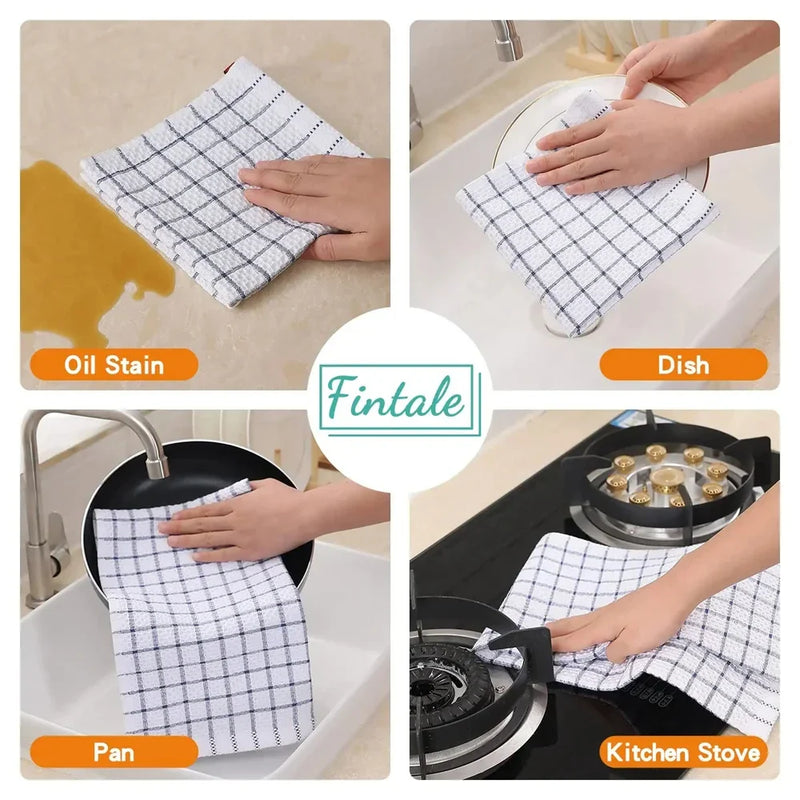 Axyaa Cotton Dishcloth Kitchen Towel Set Super Absorbent Home Cleaning Cloths