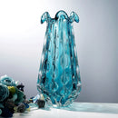 Axyaa Water-Blue Glass Vase for Fresh Flowers, Living Room & Entryway Decoration