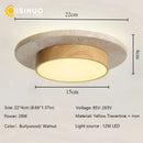 Axyaa Yellow Stone Round Ceiling Lights LED28w Wabi Sabi Walnut Wood 3000K/6000K