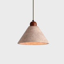 Yellow Travertine Walnut Wood Pendant Light by Axyaa: Wabi Sabi Style Circular Chandelier