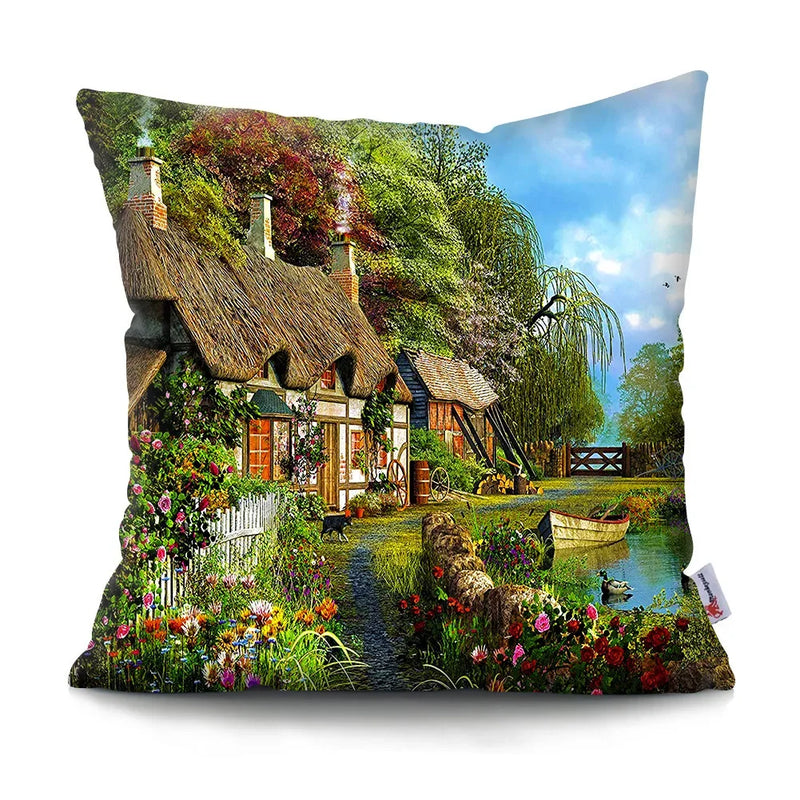 Axyaa Rustic Landscape Print Pillowcase
