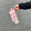 Axyaa Cute Insulated Straw Tumbler with Handle, Leakproof Thermos Bottle