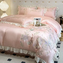 Axyaa Luxury Tencel Embroidered Plant Flower Bedding Set