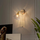 Axyaa Nordic LED Wall Sconce Clear Glass Reading Lamp with Pull Chain Switch