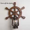 Axyaa Wood Rudder Wall Lamp: Retro Industrial Vintage Design for Restaurant, Cafe, Bedroom