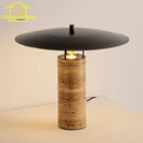 Axyaa Yellow Travertine Table Lamp LED Marble Base Postmodern Mushroom Desk Light