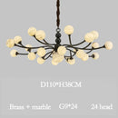 Axyaa Spanish Marble Chandelier Brass Black Finish Dimmable Ceilings Lustre
