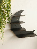 Axyaa Moon Wall Shelves: Rustic Floating Shelf for Crystals & Essential Oils