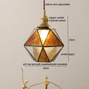 Axyaa Amber Glass LED Pendant Light, Nordic Copper Suspension Luminaire